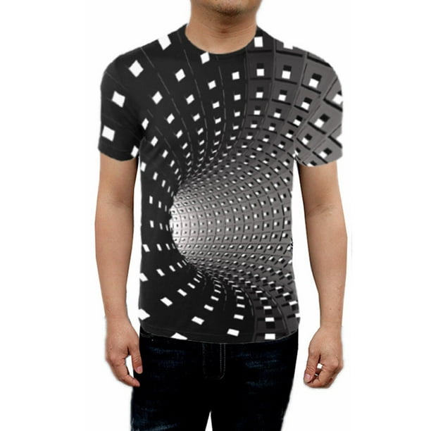 Funny 3D Geometric Print T-Shirt Men Women Graphic Casual Short-Sleeve Tee Tops